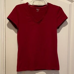 Apt. 9 Women's Rich Red V-Neck Short Sleeve Smooth and Stretchy Top